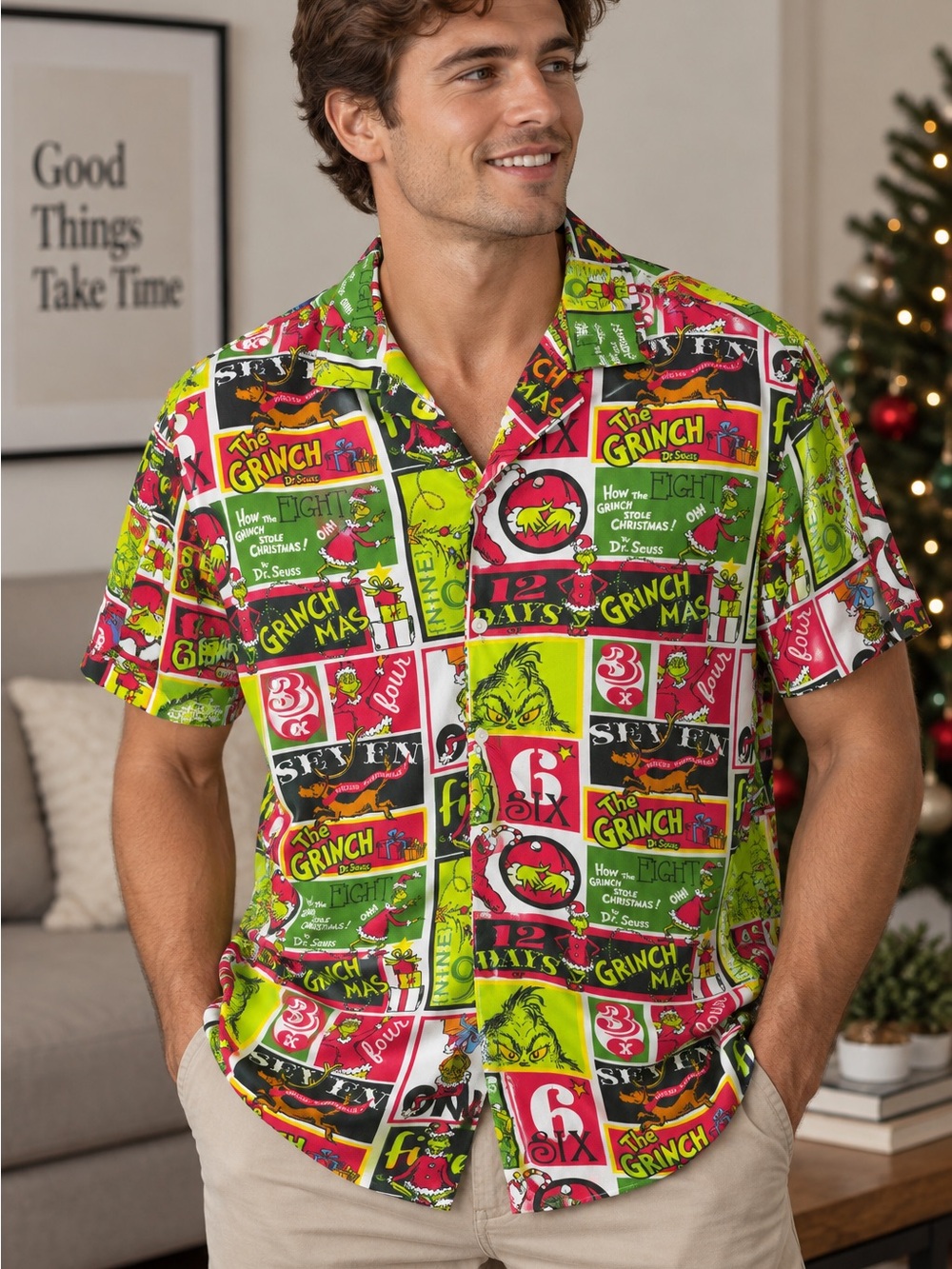 The Grinch Green Holiday Camp Shirt